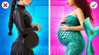 Pregnant Wednesday VS Pregnant Mermaid in Jail Funny Situations & Genius Hacks by Zoom GO