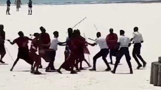 RAMPAGE Zanzibar beach guards face Maasai warriors rage during attempted arrest.