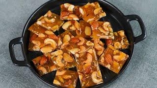 Caramel Nut Bar Recipe  Crispy Dry Fruits Bar  Delicious Dry Fruits Chikki Recipe  Nut Brittle