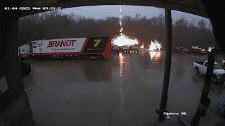 Sparks Fly as Lightning Strikes Truck in North Carolina