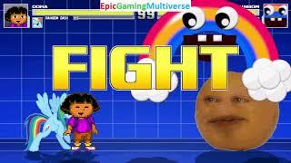 Dora And Rainbow Dash VS Chicas Magic Rainbow And Annoying Orange In A MUGEN Match  Battle  Fight