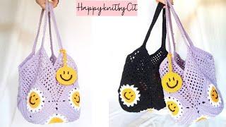 Tutorial Merajut Tas Granny Net  Part 2  Crochet  HappyknitbyCit 