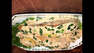 SALMON IN CREAMY GARLIC SAUSE. BEST RECIPE.