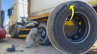 How a Talented Pathan mechanic Change Tyre of a 35 Ton Actros TruckAmazing working skills