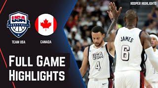 Team USA vs Canada Full Game Highlights  July 10  2024 Paris Olympics Basketball