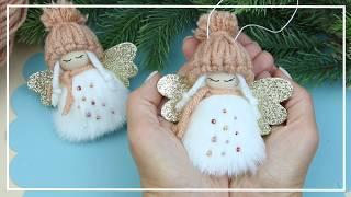 Cute Winter Fairy for the Christmas tree  EASY and FAST  How to make a doll in a hat and fur coat