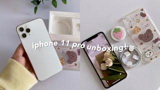 unboxing iphone 11 pro silver  + cute accessories 256 gb setup and camera test