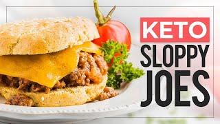 KETO SLOPPY JOES on top of Easy Keto Hamburger Buns  30 Minute Keto Dinner Recipe