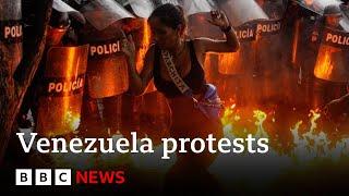 Venezuela Protestors clash with police after disputed election result  BBC News