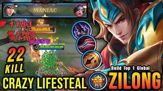 22 Kills + Maniac Zilong Crazy Lifesteal with Brutal Damage - Build Top 1 Global Zilong  MLBB