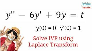 7.3-25 Use Laplace Transform to solve IVP y-6y+9y=t y0=0 y0=1  DE