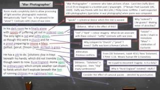 Carol Ann Duffy - War Photographer - Annotation