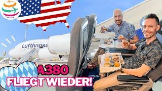 Lufthansa A380 ist zurück Wir fliegen Premium Economy beim Erstflug nach Boston  YourTravel.TV