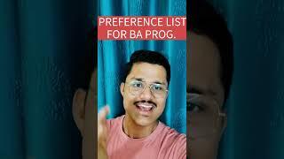 BA PROGRAMPREFERENCE SHEET FOR DELHI UNIVERSITY  PREFERENCE LIST STRATEGY FOR DU