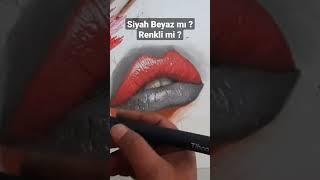 #renkli #dudak #siyah #beyaz #çizim #lip #drawing