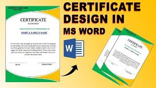 Character Certification Design In Ms Word  How To Make Character Design In MS Word