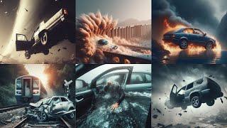360° Your Car Inside Torando Dam Failure Burning Train Crash Flood VR 360 Video 4K Ultra HD