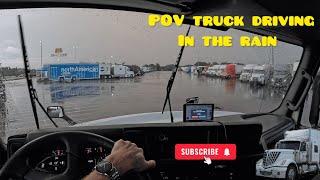 POV Driving In The Rain To The Truck Stop ASMR