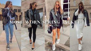 5 SPRING LOOKS  MY MOST WORN OUTFITS  OVERSIZED LEATHER BIKER JACKET