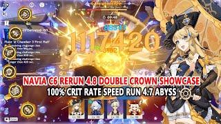 Navia C6 Rerun 4.8 Double Crown Showcase  100% Crit Rate Speed Run 4.7 Abyss