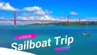 Sailboat ride on the Tagus River in Lisbon 4K