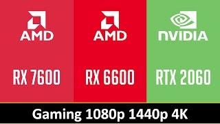 RX 7600 vs RX 6600 vs RTX 2060 - Gaming 1080p 1440p 4K