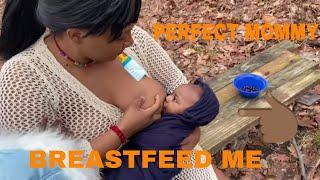 Breastfeeding outside in the Forest FOR THE FIRST TIME