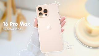  iPhone 16 Pro Max Desert Titanium 1TB aesthetic unboxing  cute accessories setup camera test