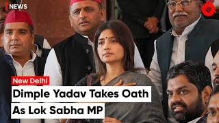 SP candidate Dimple Yadav takes oath in Parliament