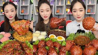 ASMR MUKBANG CHINESE SPICY EATING SHOW.#123#asmr #yummy #food #eating #spicy #beef #pork #noodles 