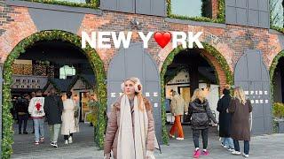 4KNYC WalkChristmas in DUMBO Brooklyn️️Glide ice Rink Manhattan Bridge & Time Out Market