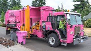 Waste Connections Pink Recycling Truck