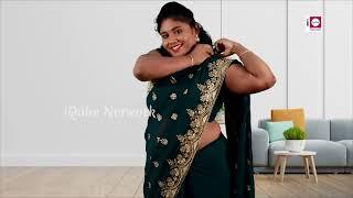 Model Sofia Expression Video  How to Wear Green Saree For Function   Saree Draping Fashion  IQube