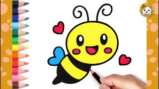 Bee Drawing Easy  How to draw a Cute Honey Bee For Kids  Kawaii Drawings