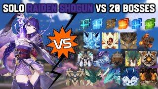 Solo F2P C0 Raiden Shogun vs 20 Bosses Without Food Buff  Genshin Impact