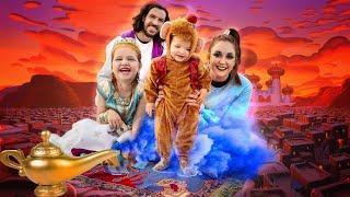 Aladdin in Real Life Adley is Princess Jasmine Mom is Genie and Baby Niko is Abu TRiCK or TREAT