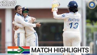 India Women vs South Africa Women 1st Test Day 3 Highlights 2024  INDW vs SAW 1st Test Highlights