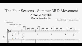 Antonio Vivaldi - The Four Seasons - Summer 3RD Movement  - Guitar Tutorial + TAB