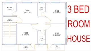 HOUSE PLAN DESIGN  EP 287  850 SQUARE FEET 3 BEDROOMS HOUSE PLANS  LAYOUT PLAN