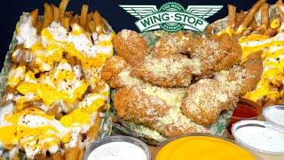 ASMR MUKBANG EXTRA RANCH WINGSTOP CHICKEN & CHEESY VOODOO FRIES  WITH CHEESE & RANCH