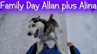 GoPro Зима  снег санки хаски - Family day Allan plus Alina