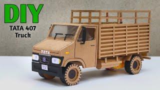 How To Make TATA 407 Truck At Home  Cardboard TATA 407 Pickup Truck - DIY TATA Truck