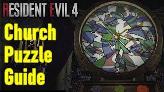 Resident Evil 4 remake church puzzle solution chapter 4 color glass puzzle