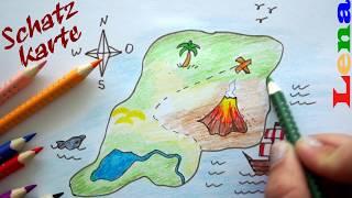 Piraten Schatzkarte malen  How to draw a pirate treasure map  как нарисовать карту сокровищ