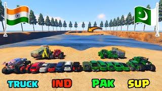 India Vs Pakistan  Gta 5 Indian Cars Vs Pakistan Cars Vs Trucks Deep Water Test  Gta 5 Gameplay