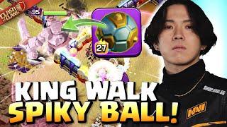 Klaus invents SPIKY BALL King Walk with FIREBALL Clash of Clans