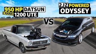 950hp Datsun 1200 Ute races 2JZ Swapped Odyssey  THIS vs THAT Down Under