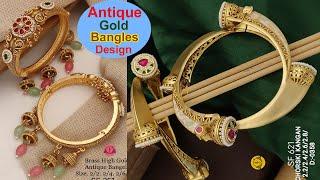 designer Gold Bangles design 2024  new antique bangles fashion for saree #goldbangles #fashion