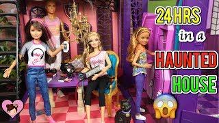 Barbie Family 24 Hr Overnight Challenge in Haunted Dollhouse