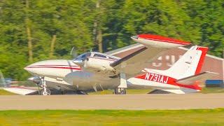 GUSTY Crosswind Arrivals at Oshkosh with Cessna 310 Gear Collapse  EAA AirVenture 2022